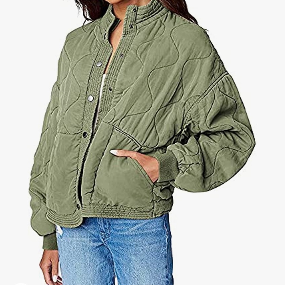 [BlANKNYC] women’s luxury clothing tencel drop shoulder quilted jacket